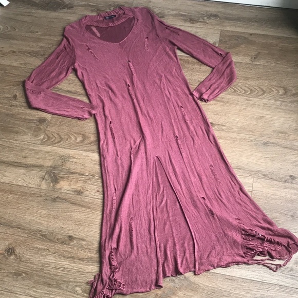 Willow & wind | Distressed boho mauve sweater maxi dress. Size Juniors 2X - Picture 1 of 7